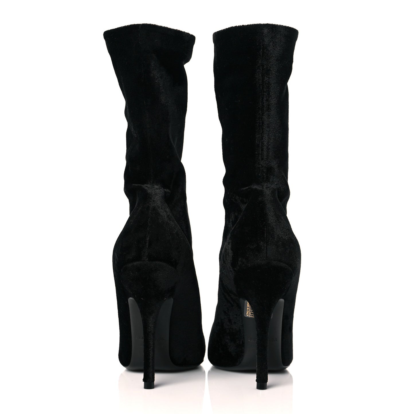 Velvet Spandex Extreme Pointed Toe Knife Ankle Boots 38 Black