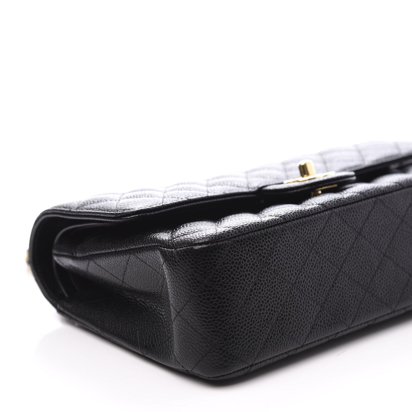 Caviar Quilted Medium Double Flap Black