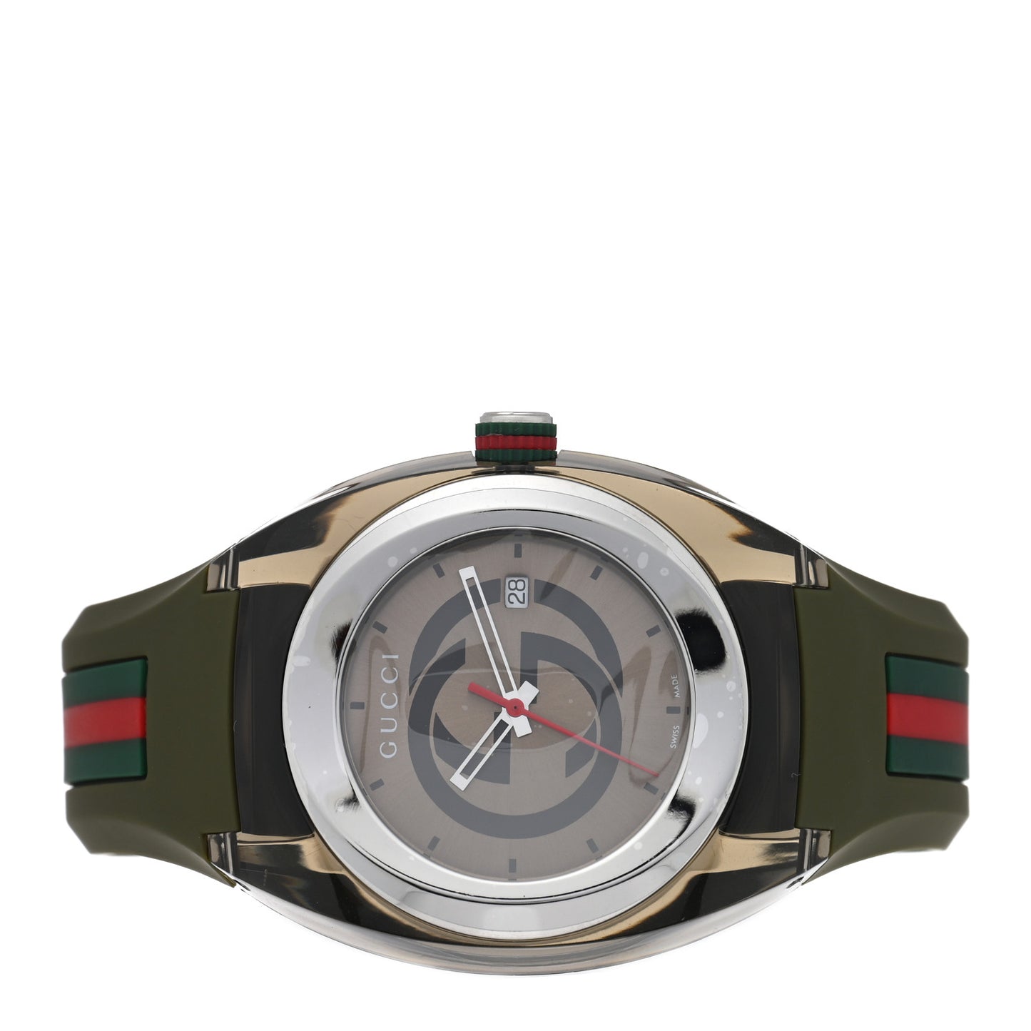 Stainless Steel Rubber 46mm Sync Web Quartz Watch Hunter Green