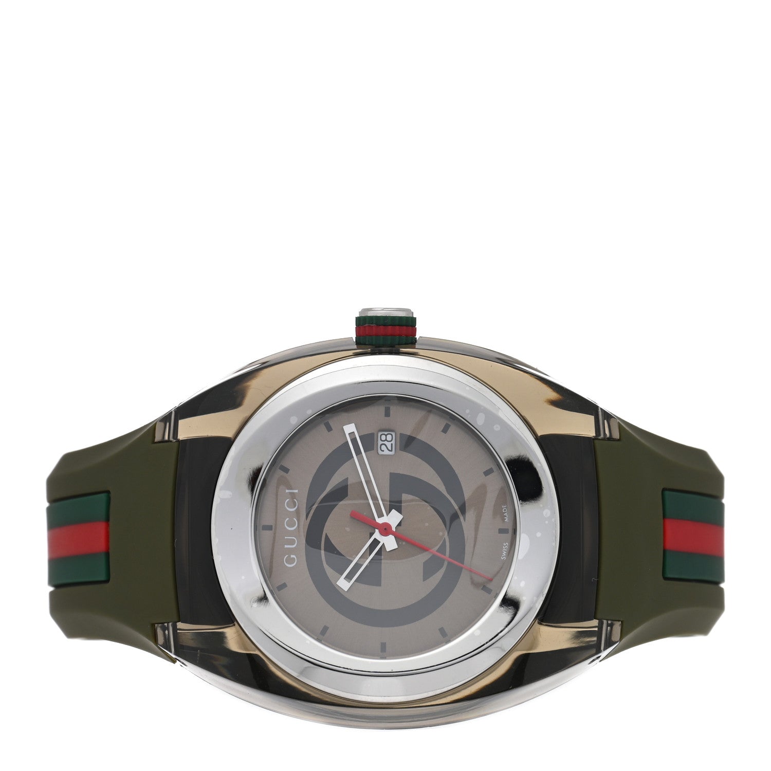Gucci Stainless Steel Rubber 46mm Sync Web Quartz Watch Hunter Green 2 of 5