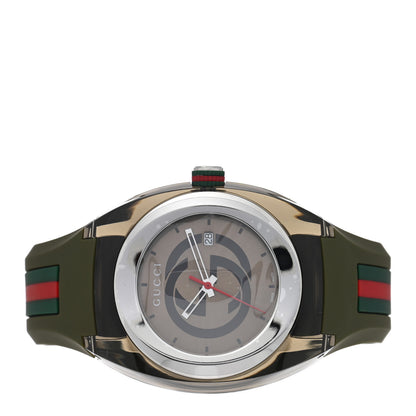 Gucci Stainless Steel Rubber 46mm Sync Web Quartz Watch Hunter Green 2 of 5