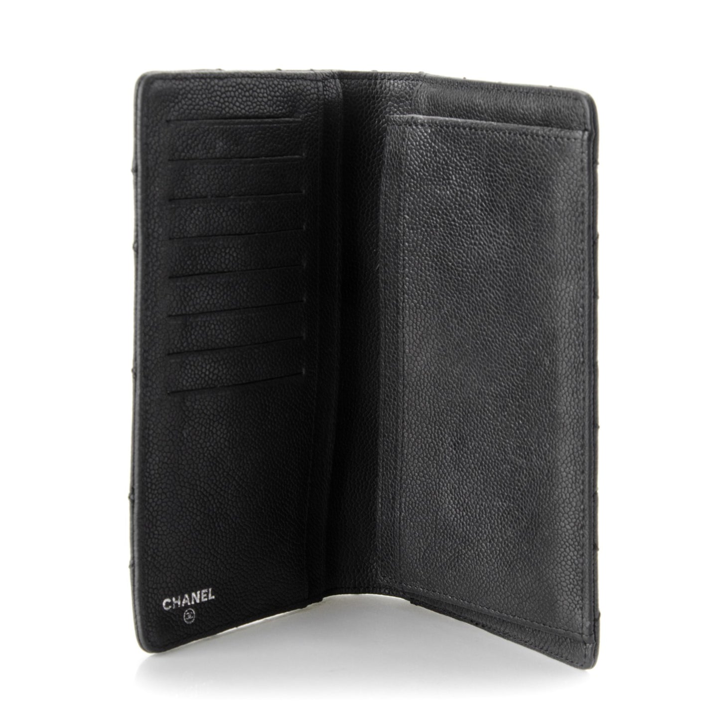 Distressed Caviar Stitched Outdoor Yen Wallet Black