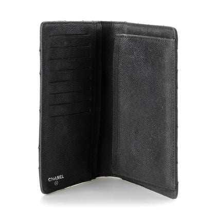 Chanel Distressed Caviar Stitched Outdoor Yen Wallet Black 5 of 8