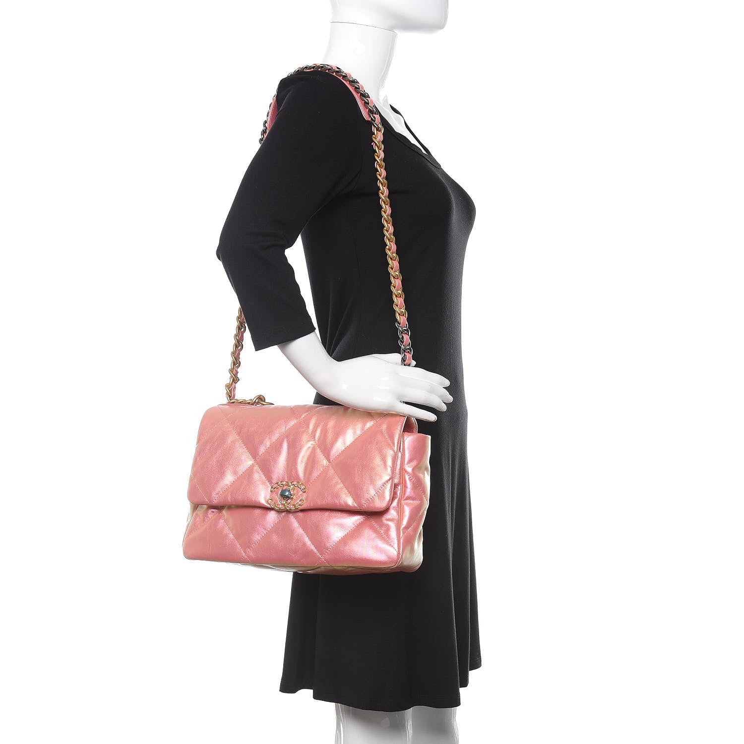 Chanel Iridescent Calfskin Quilted Large 19 Flap Pink 2 of 13