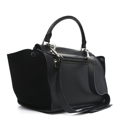 Celine Drummed Calfskin Suede Small Trapeze Black 3 of 9