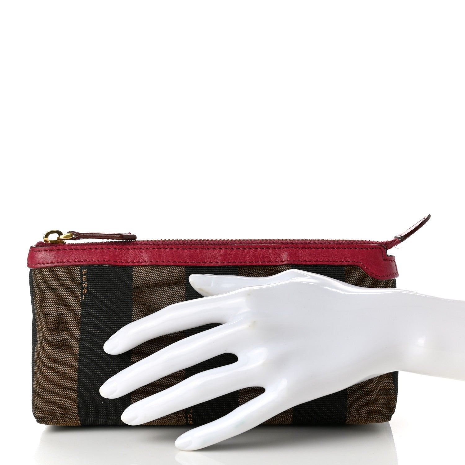 Fendi Pequin Vitello Pouch Tobacco Amarena 2 of 7