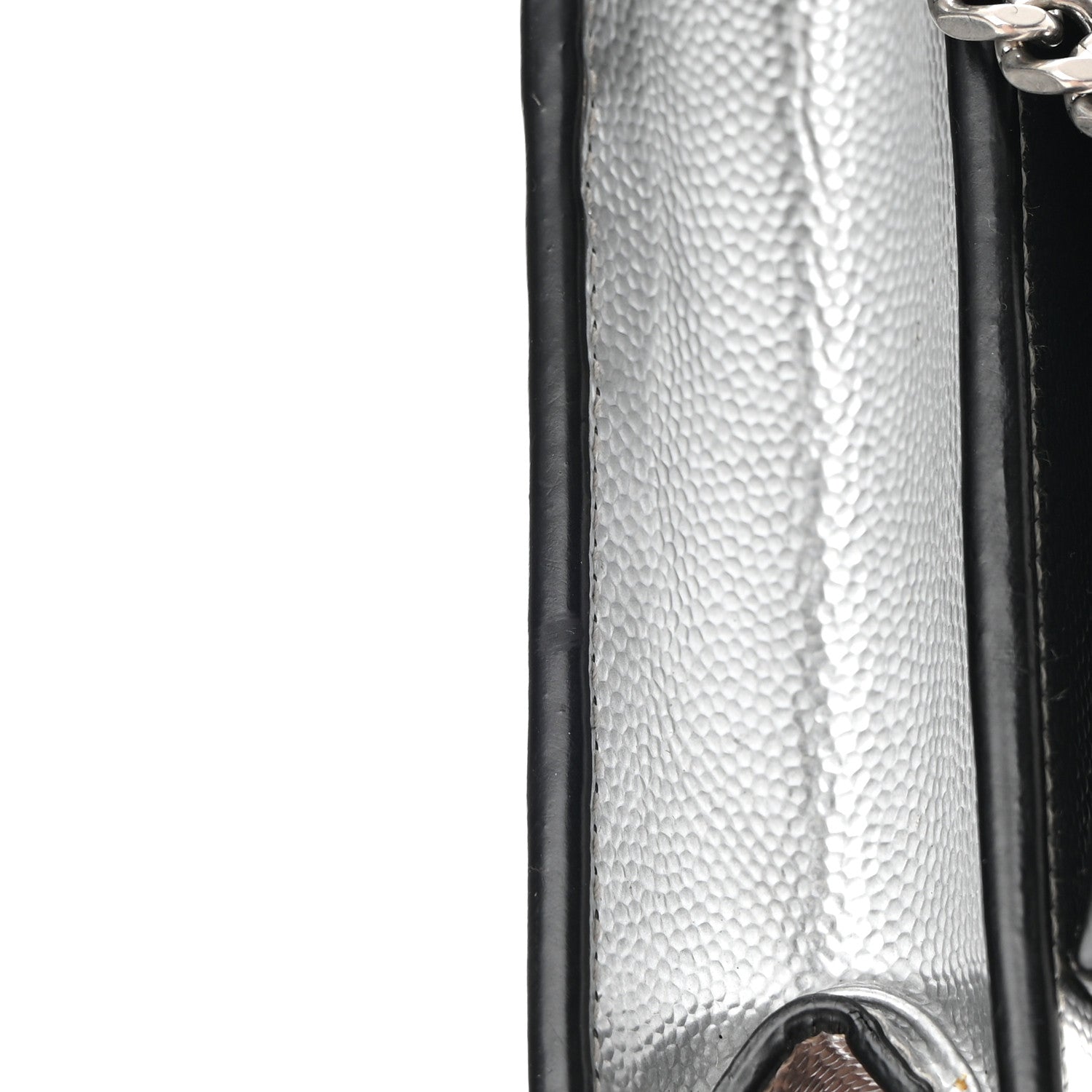Saint Laurent Grain De Poudre Clasic Kate Monogram Tassel Chain Wallet Argento 13 of 15