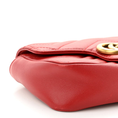 Gucci Calfskin Matelasse Super Mini GG Marmont Shoulder Bag Hibiscus Red 9 of 10