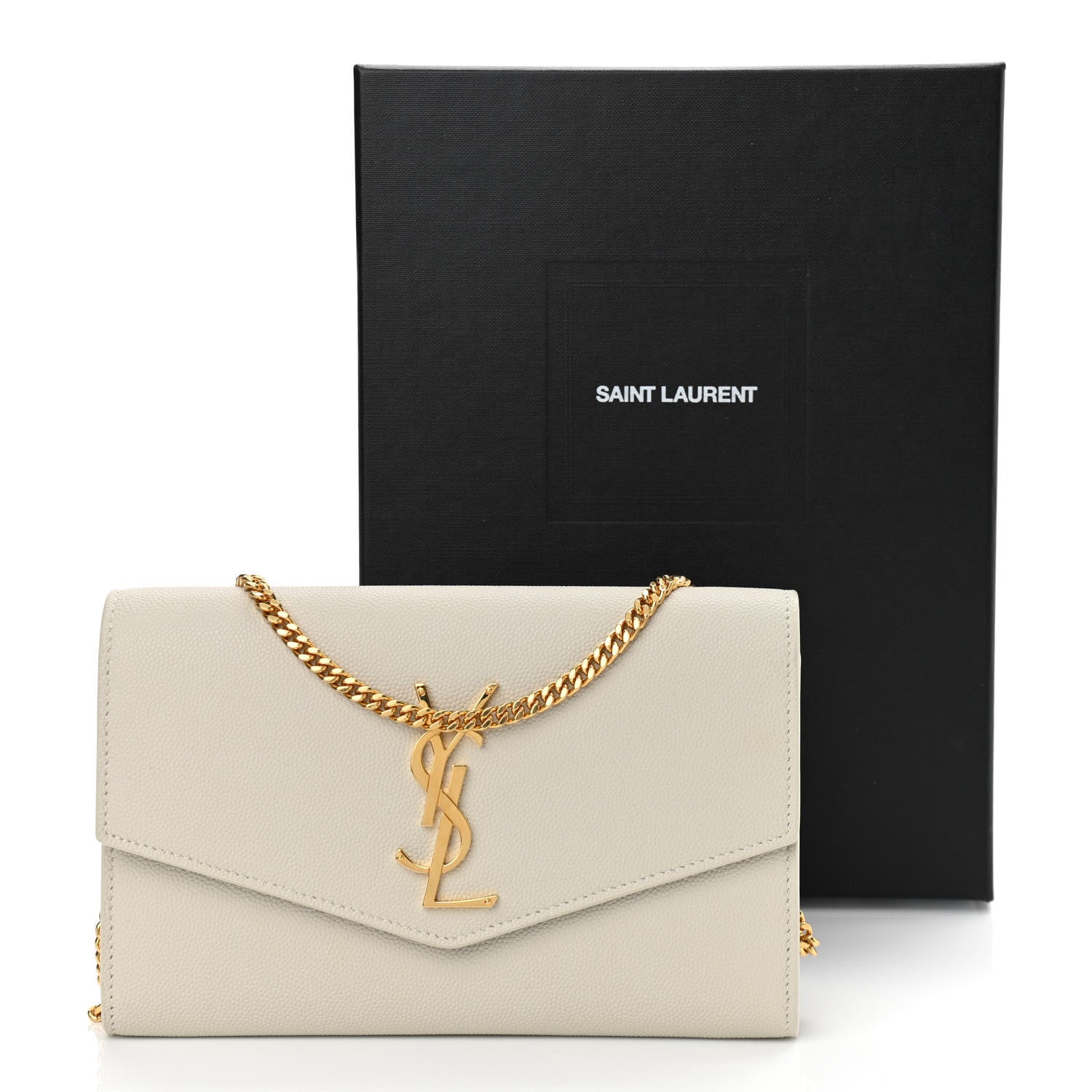Saint Laurent Grain De Poudre Monogram Uptown Chain Wallet Crema Soft 11 of 11