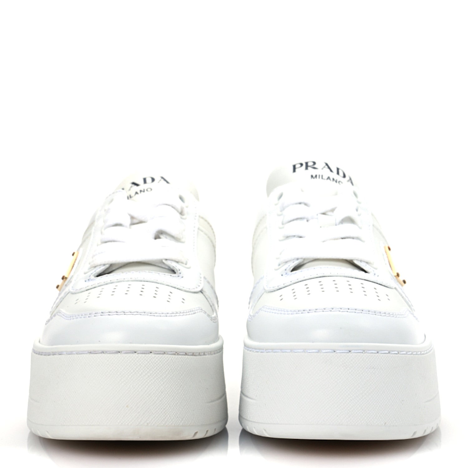 Prada Vitello Rois Triangle Womens Downtown Platform Low Top Sneakers 36.5 White 5 of 28
