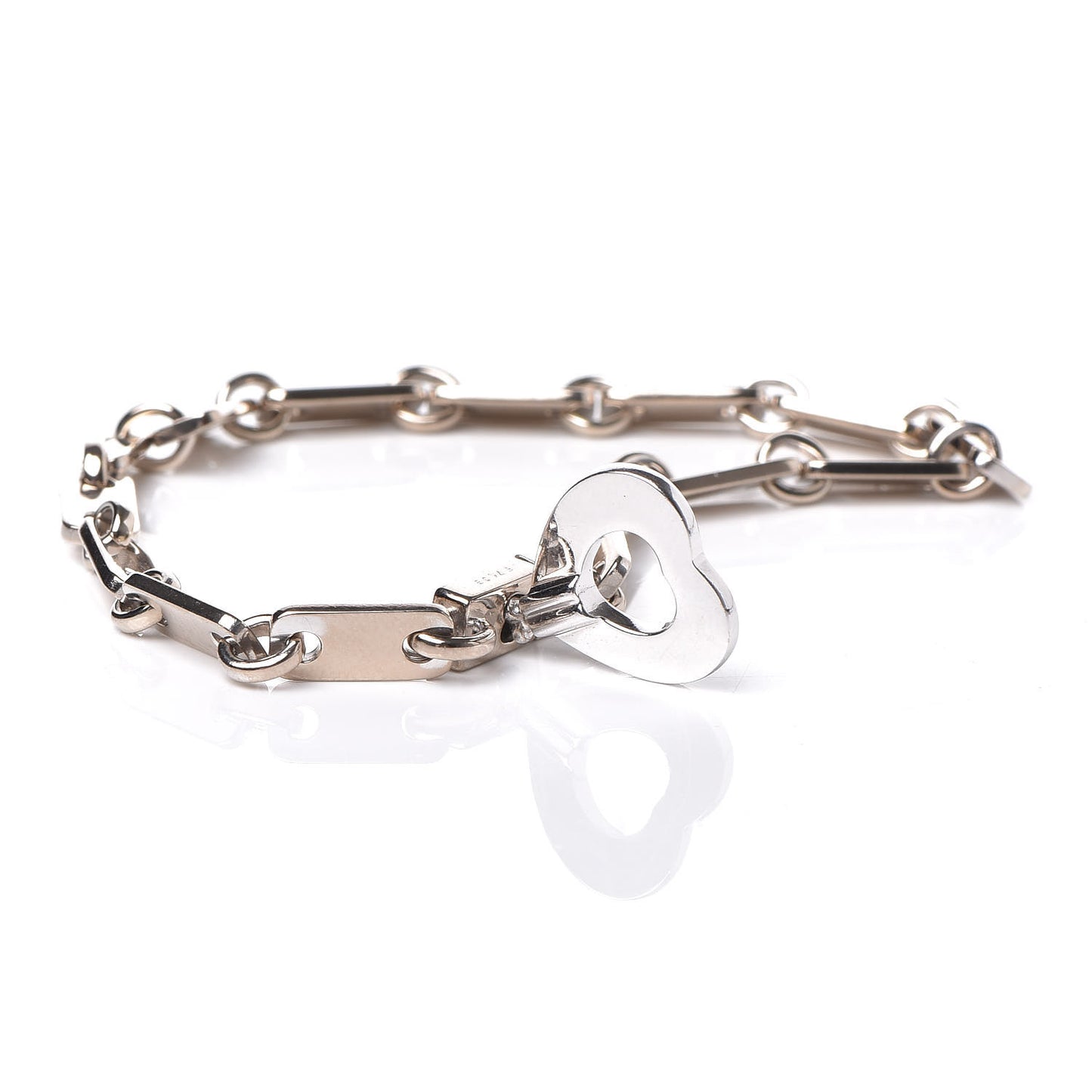 18K White Gold Fidelity Heart Key Bracelet