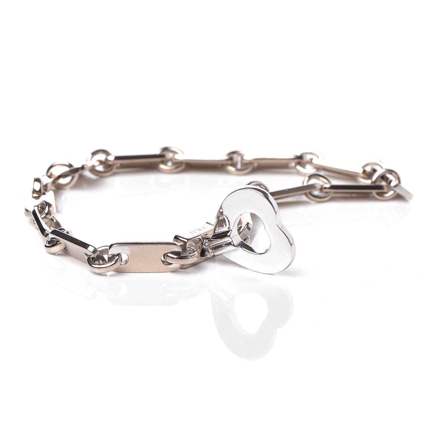 Cartier 18K White Gold Fidelity Heart Key Bracelet 4 of 5