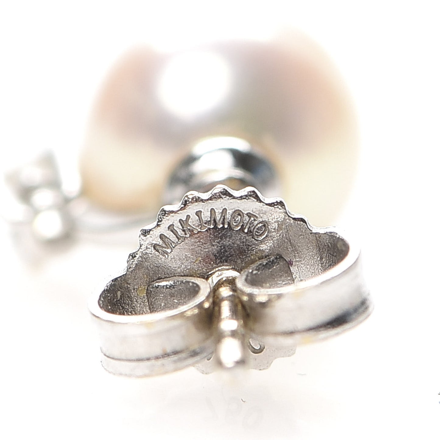 18K White Gold Diamond Akoya Pearl 7-7.5mm Stud Earrings