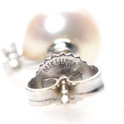 Mikimoto 18K White Gold Diamond Akoya Pearl 7-7.5mm Stud Earrings 4 of 5