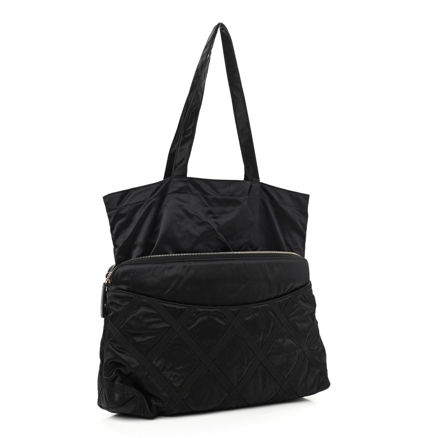 Chanel Nylon Grosgrain Large Lifestyle Pouch With Foldable Tote Black 4 of 12