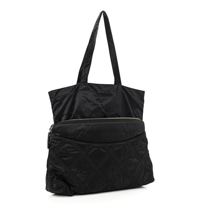 Chanel Nylon Grosgrain Large Lifestyle Pouch With Foldable Tote Black 4 of 12