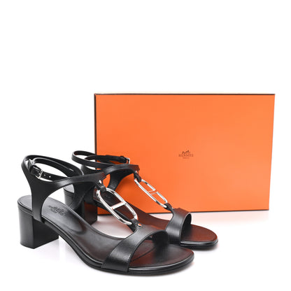 Hermes Calfskin Miramar 50 Sandals 40 Black 10 of 10