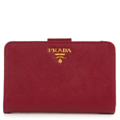 Prada Saffiano Metal Compact Wallet Cherry 1 of 7