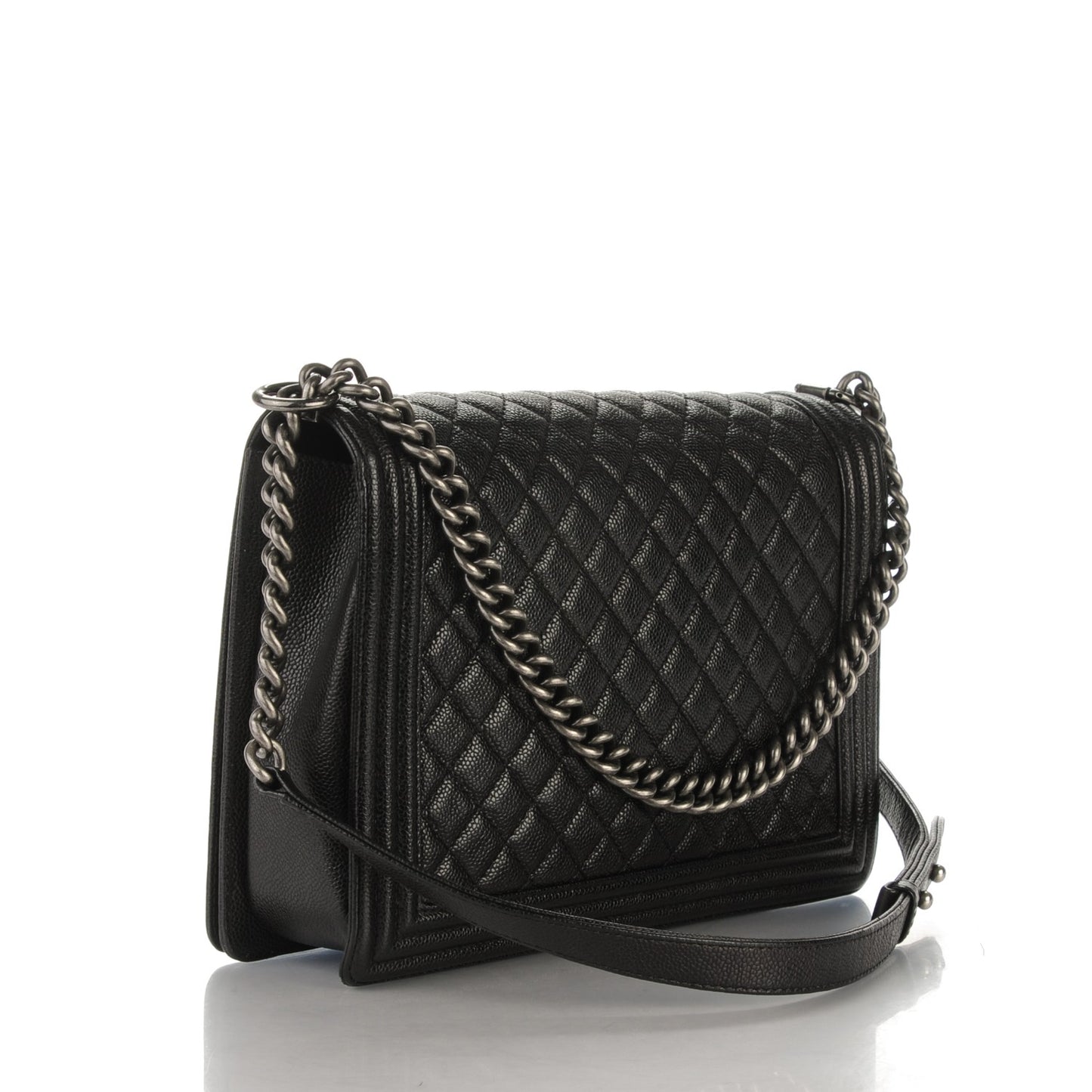 Caviar Quilted Large Boy Flap Black
