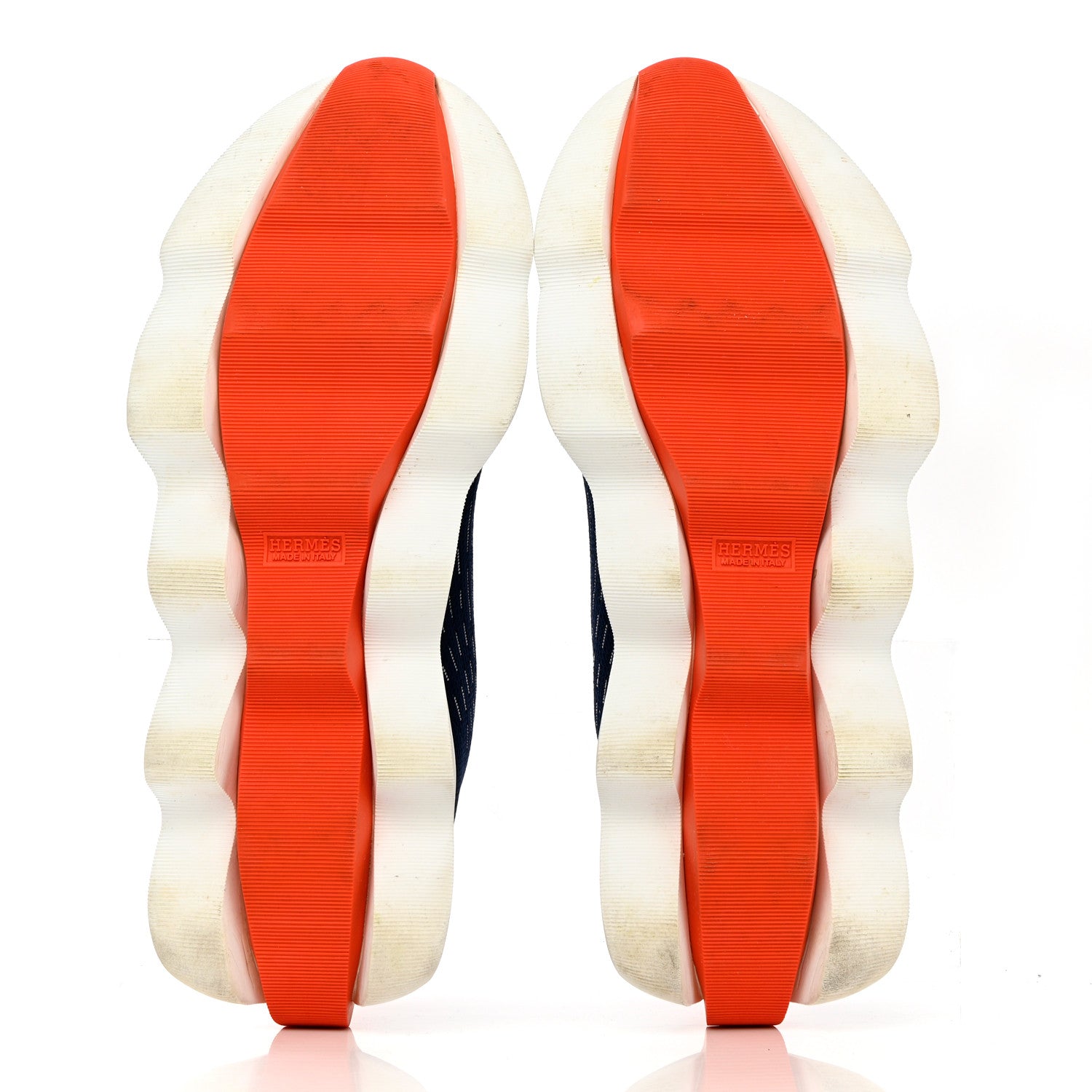 Hermes Technical Canvas Goatskin Mens Eclair Sneakers 44 Marine 6 of 14
