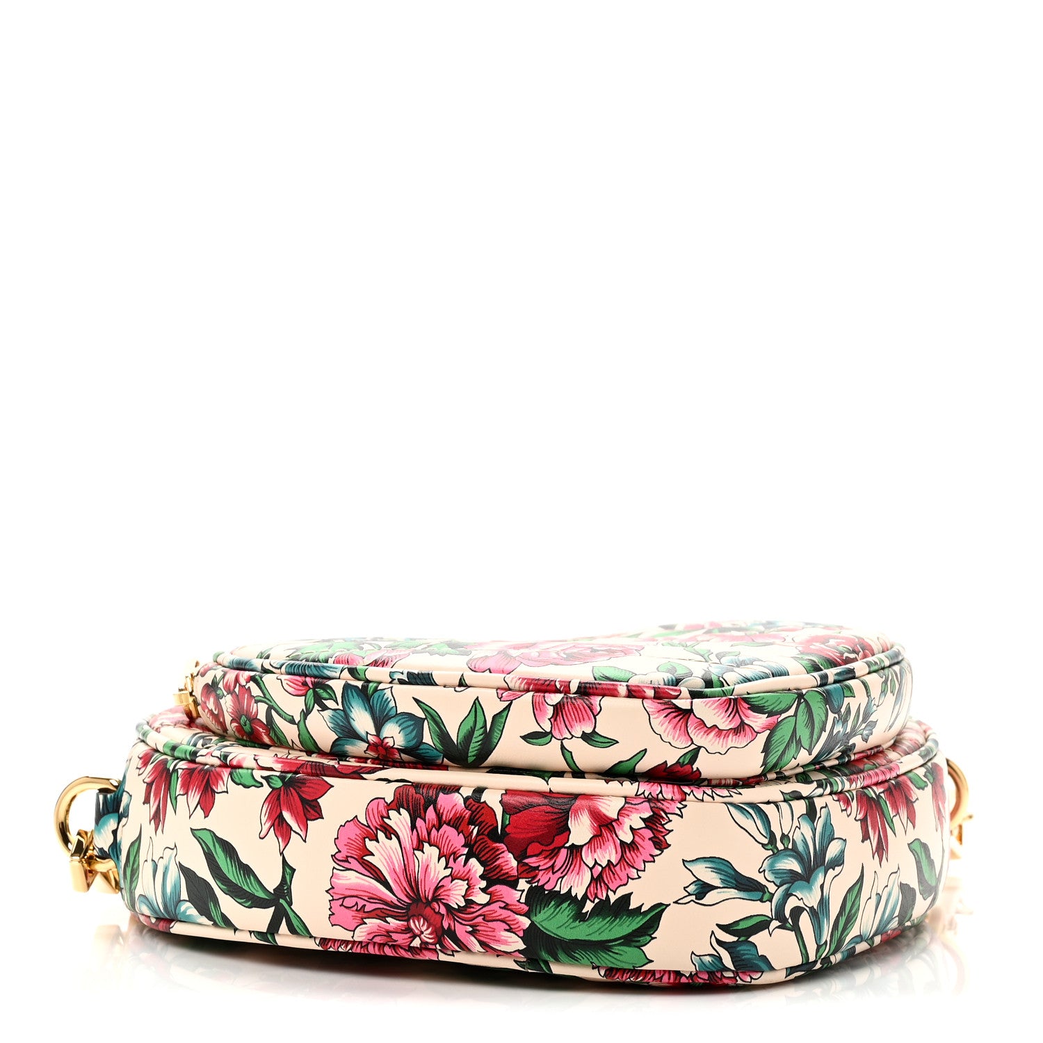 Gucci Calfskin Matelasse Diagonal Brit Roses Print Mini Interlocking G Heart Shoulder Bag  White Multicolor 4 of 12