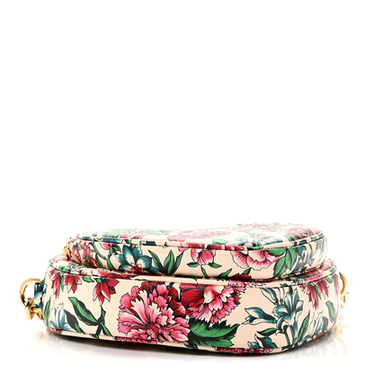 Gucci Calfskin Matelasse Diagonal Brit Roses Print Mini Interlocking G Heart Shoulder Bag  White Multicolor 4 of 12