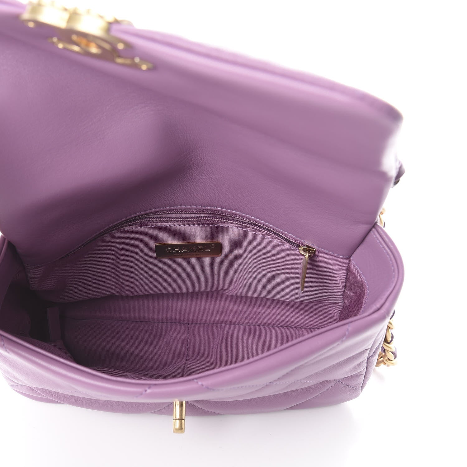Chanel Goatskin Quilted Medium 19 Flap Violet Purple 4 of 8