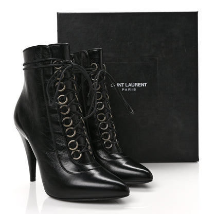 Saint Laurent Shiny Calfskin Fetish Lace Up Ankle Boots 36.5 Black 9 of 9