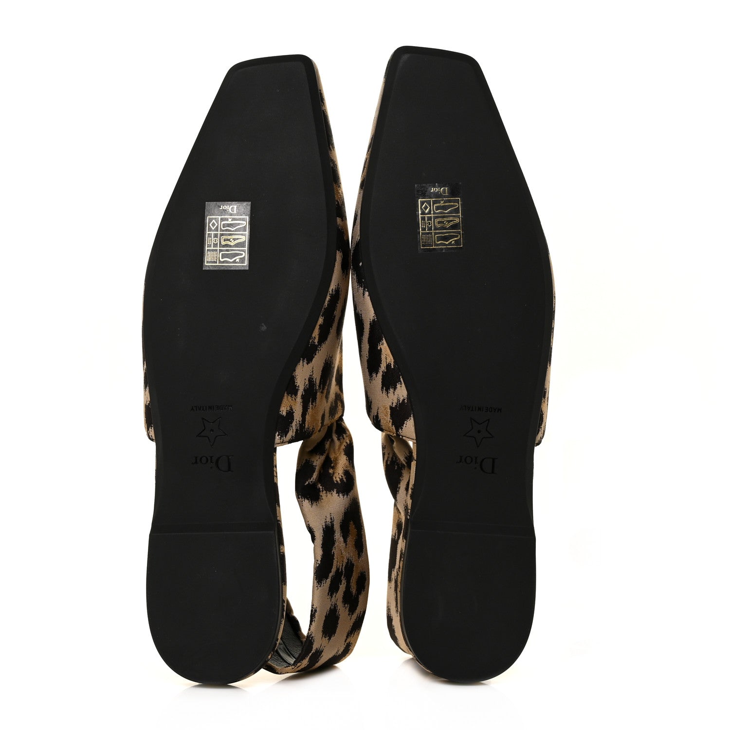 Christian Dior Nylon Leopard Print Mizza Slingback Flat 39 Beige Multicolor 5 of 9