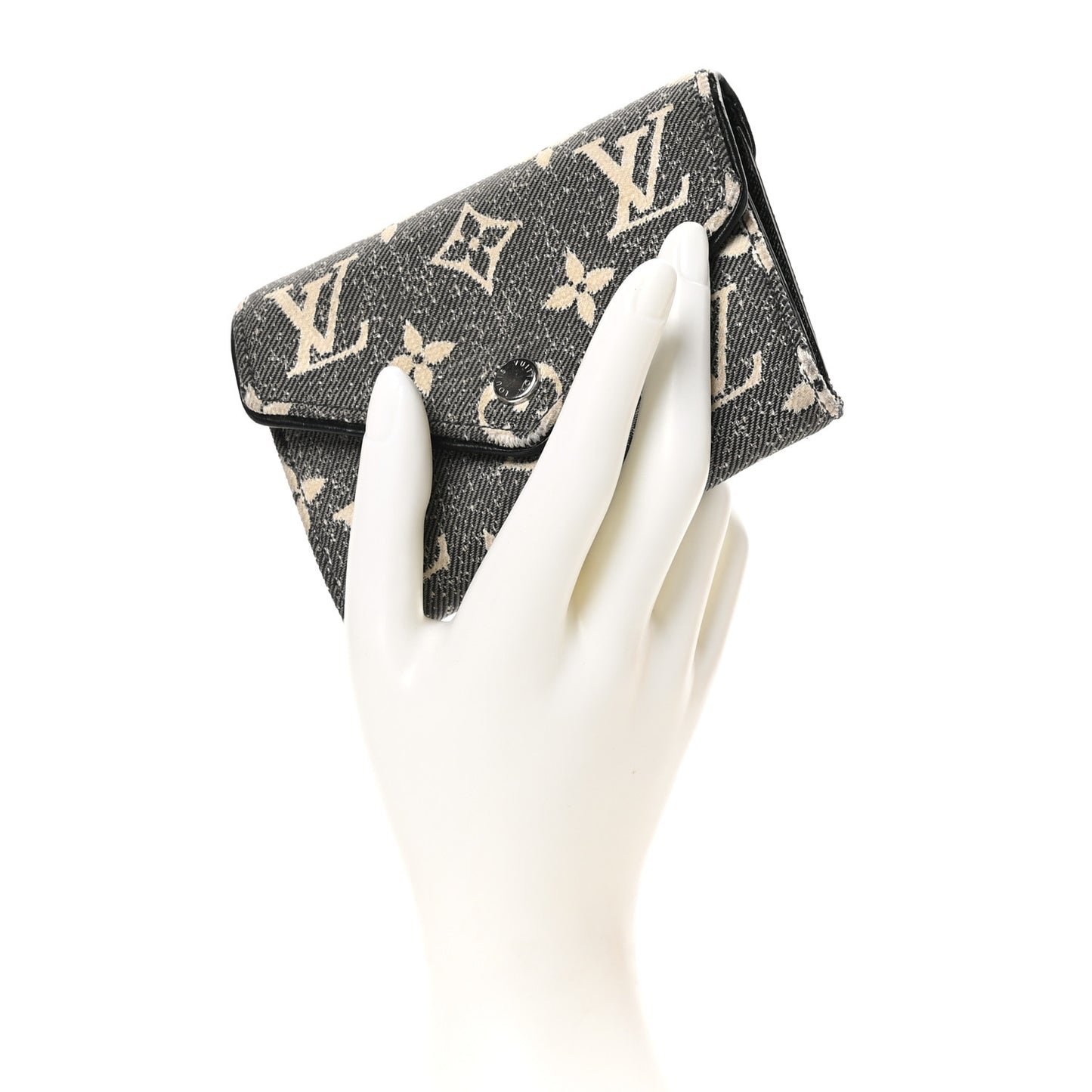 Denim Monogram Jacquard Victorine Wallet Grey