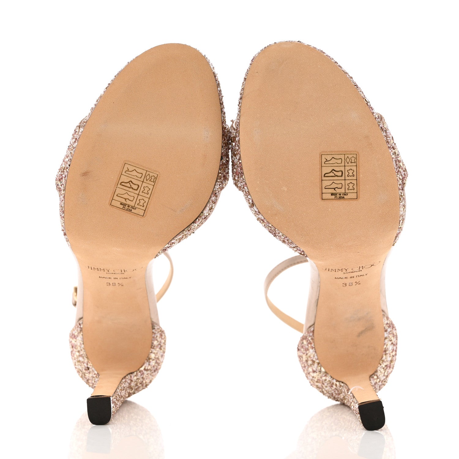 Jimmy Choo Dusty Glitter Misty 120 Sandals 38.5 Natural 5 of 9