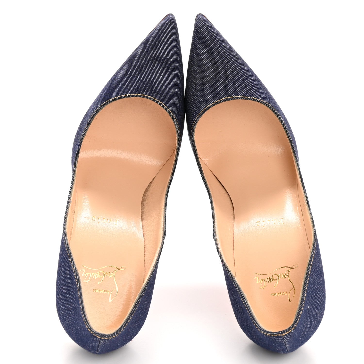Christian Louboutin Denim Jazz Calf So Kate 120 Pumps 40 Blue White 2 of 10