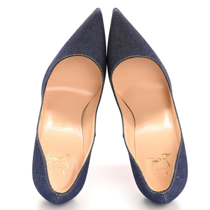 Christian Louboutin Denim Jazz Calf So Kate 120 Pumps 40 Blue White 2 of 10