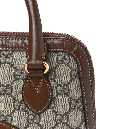 Gucci GG Supreme Monogram Azalea Calfskin Small Horsebit 1955 Top Handle Bag Beige Ebony Brown Sugar 13 of 14