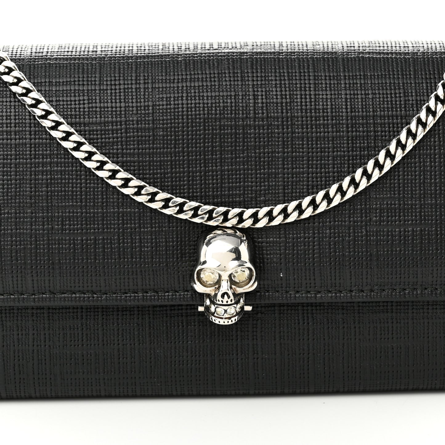 Calfskin Skull Wallet on Chain Black