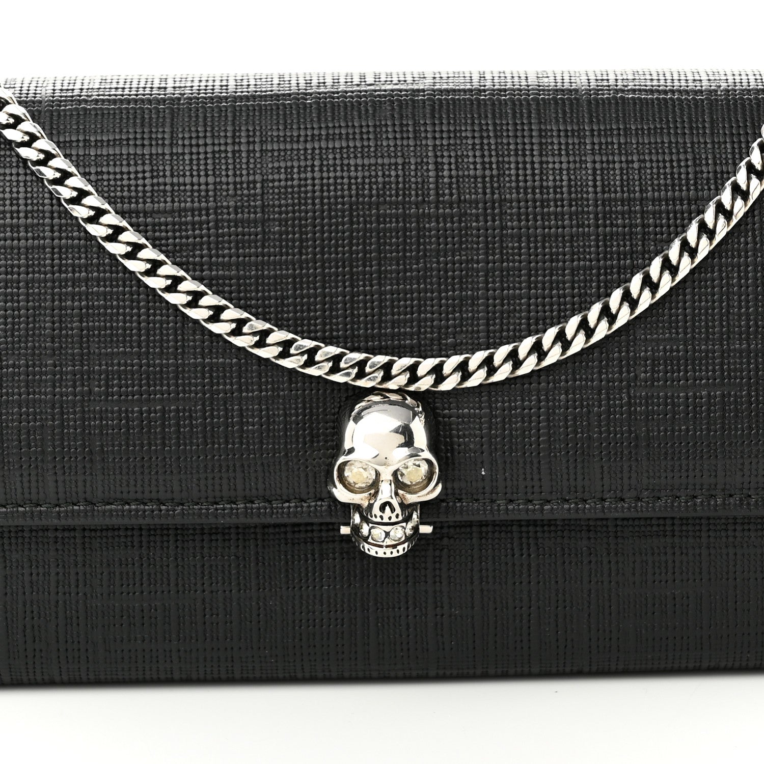 Alexander McQueen Calfskin Skull Wallet on Chain Black 7 of 9