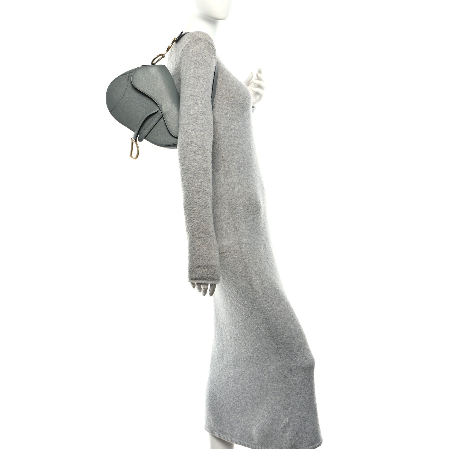 Christian Dior Grained Calfskin Saddle Bag Grey Stone 2 of 10