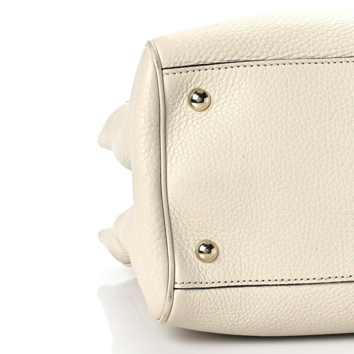 Gucci Pebbled Calfskin Medium Bamboo Shopper Tote Off White 9 of 13