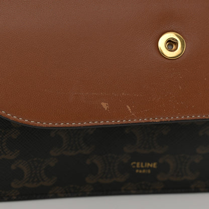 Celine Triomphe Canvas Lambskin Wallet On Strap Tan 11 of 13