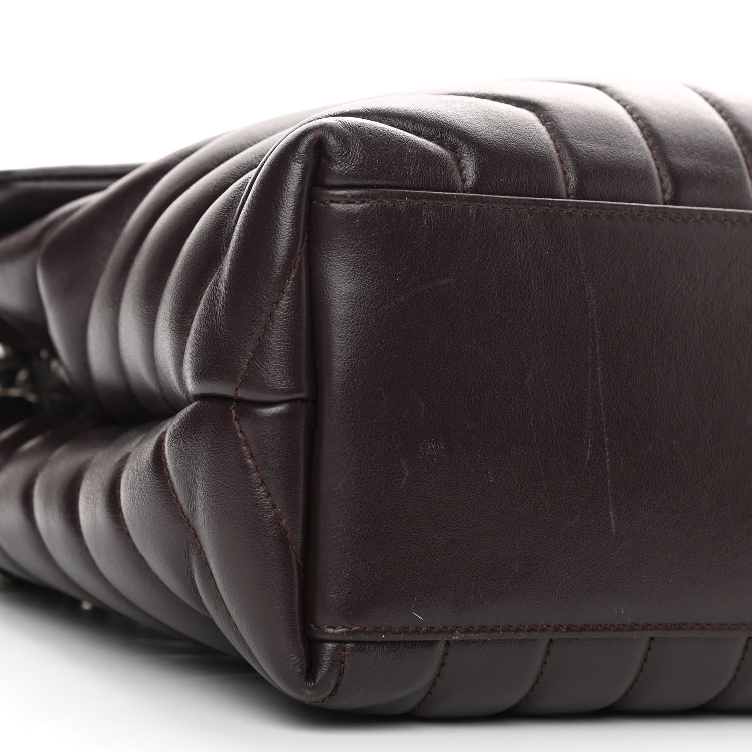 Saint Laurent Calfskin Y Quilted Monogram Medium Loulou Chain Satchel Amaranto 9 of 10