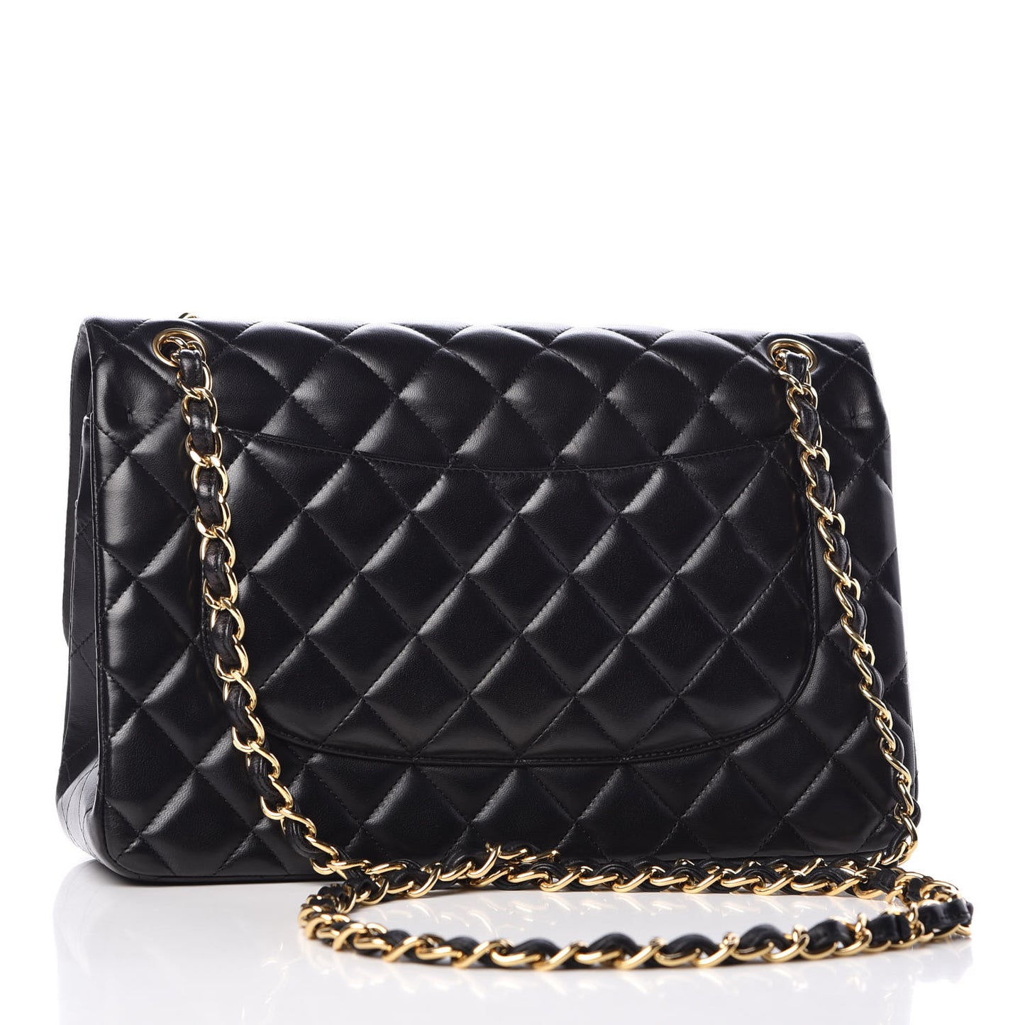 Lambskin Quilted Jumbo Double Flap Black