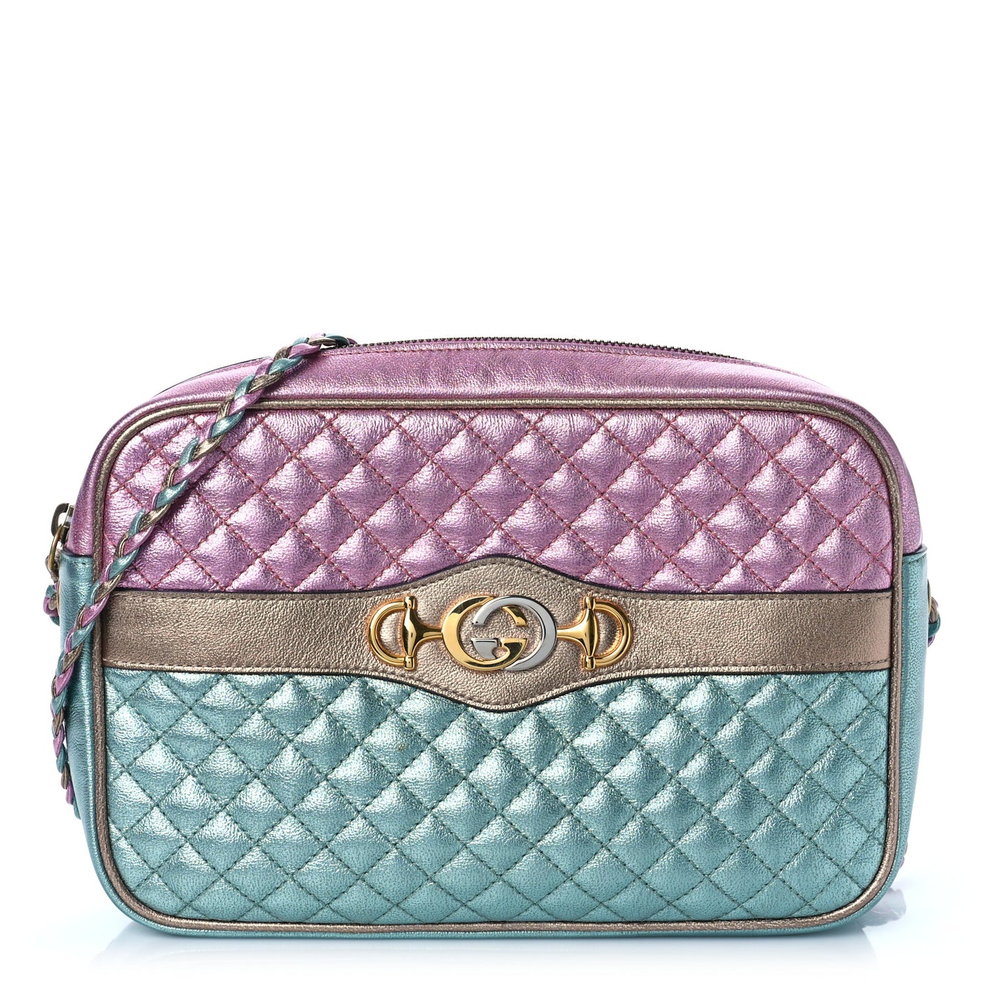 Laminated Nappa Trapuntata Small Zumi Shoulder Bag Rosa Lago Rame