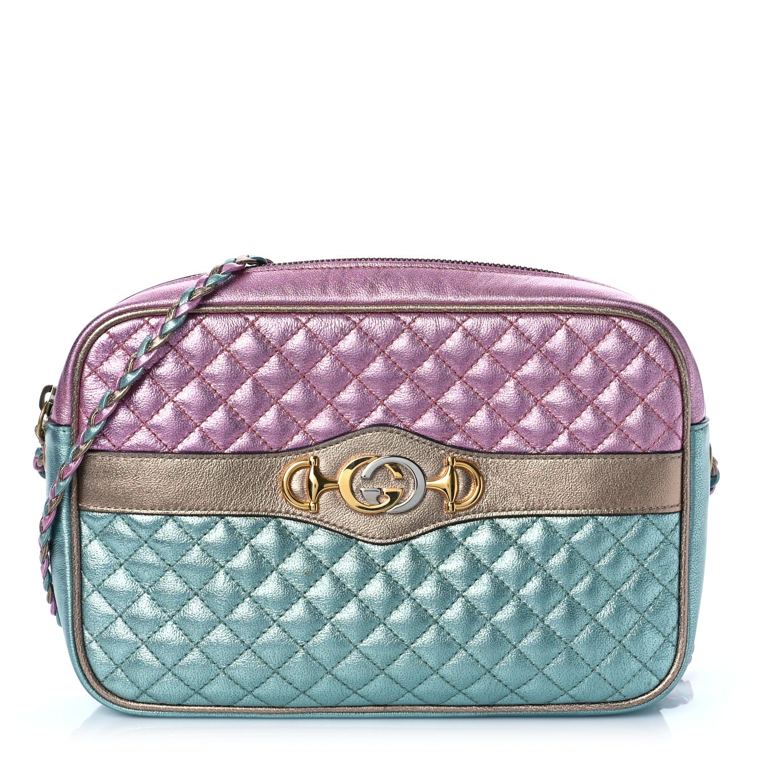 Gucci Laminated Nappa Trapuntata Small Zumi Shoulder Bag Rosa Lago Rame 1 of 9