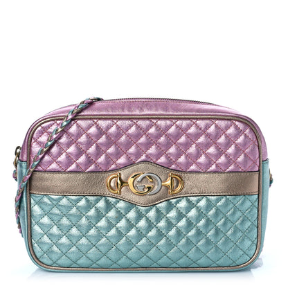 Gucci Laminated Nappa Trapuntata Small Zumi Shoulder Bag Rosa Lago Rame 1 of 9