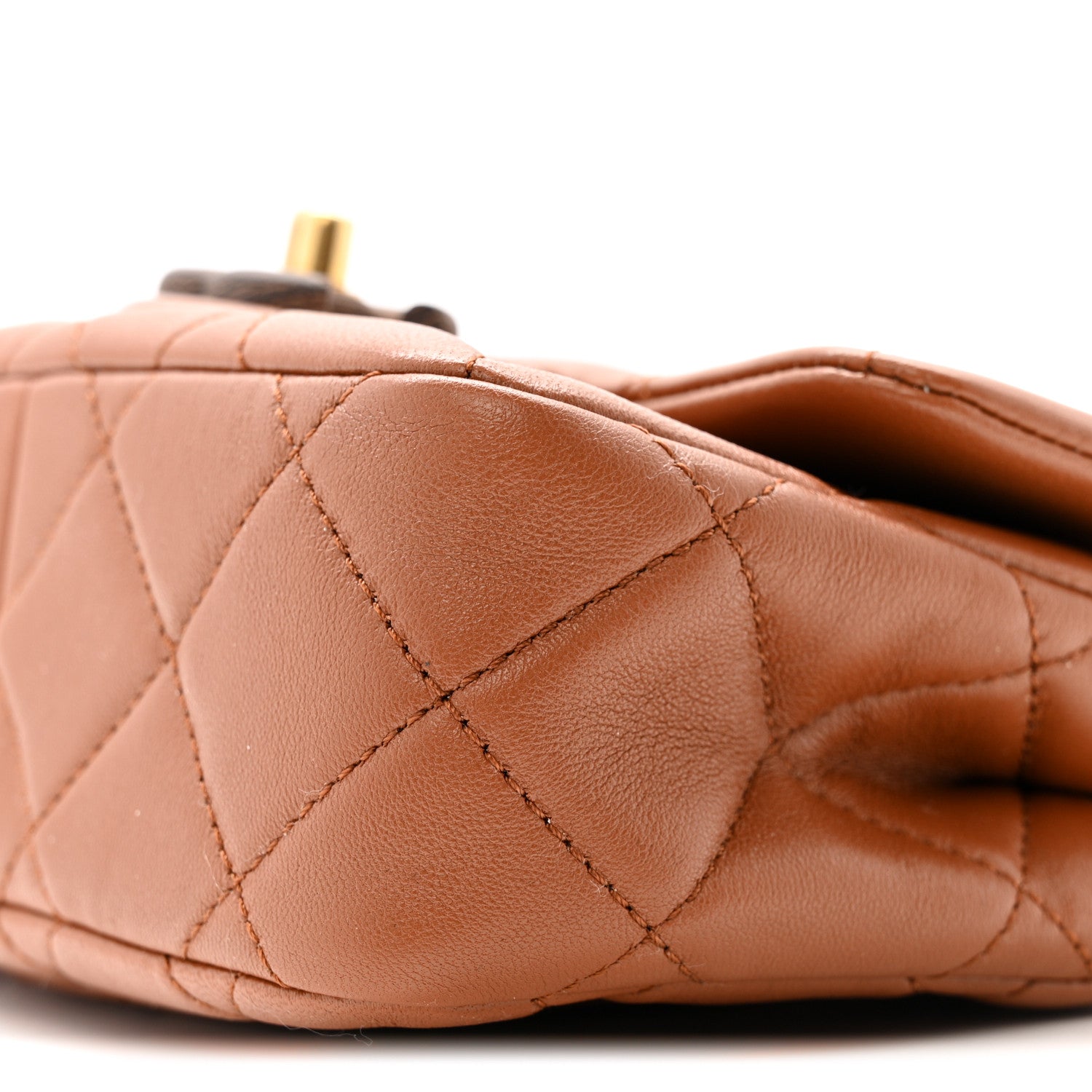 Chanel Lambskin Wenge Quilted Mini Fashion Wood Square Flap Light