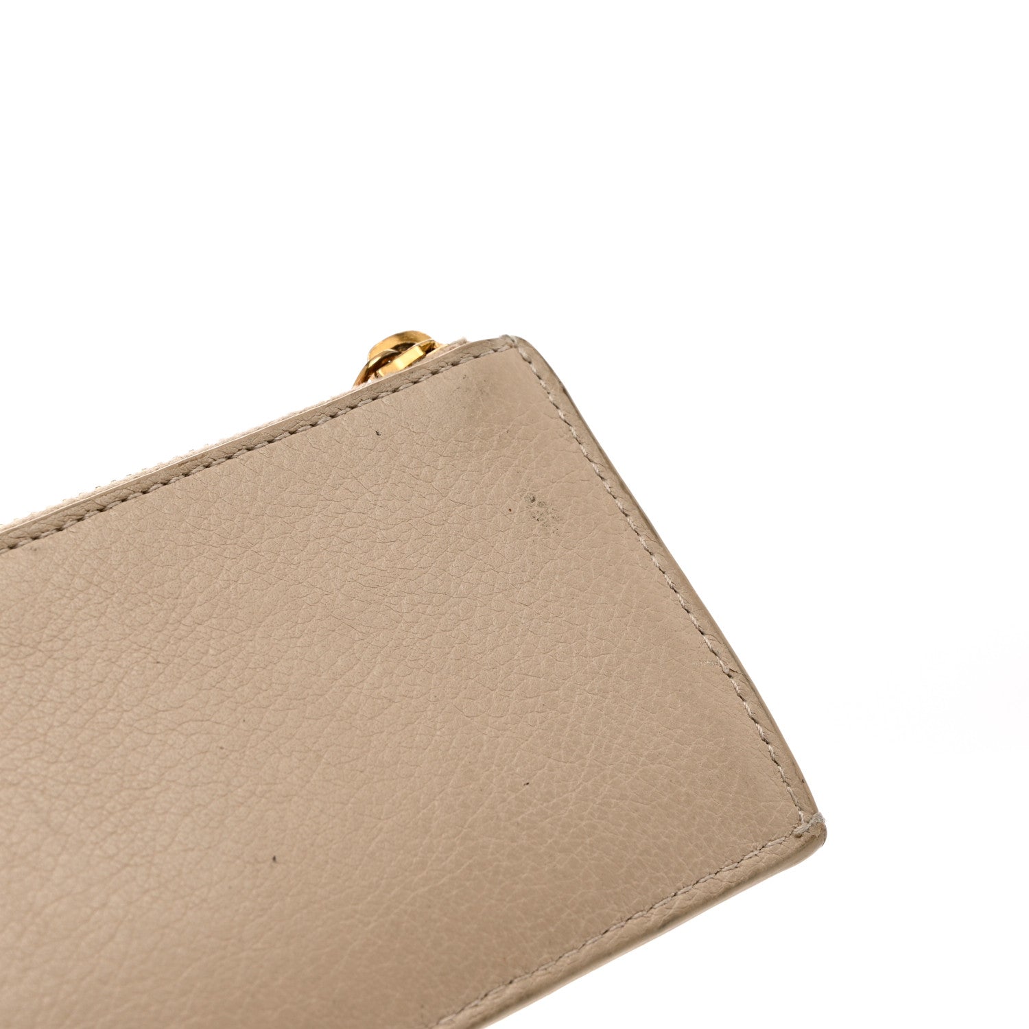 Saint Laurent Grained Calfskin Monogram 5 Fragments Zip Pouch Card Holder Beige 9 of 13
