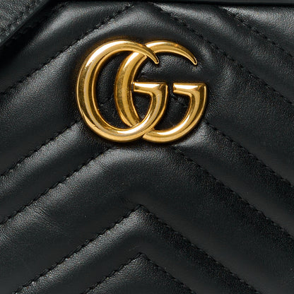 Gucci Calfskin Matelasse Mini GG Marmont Chain Shoulder Bag Black 9 of 13