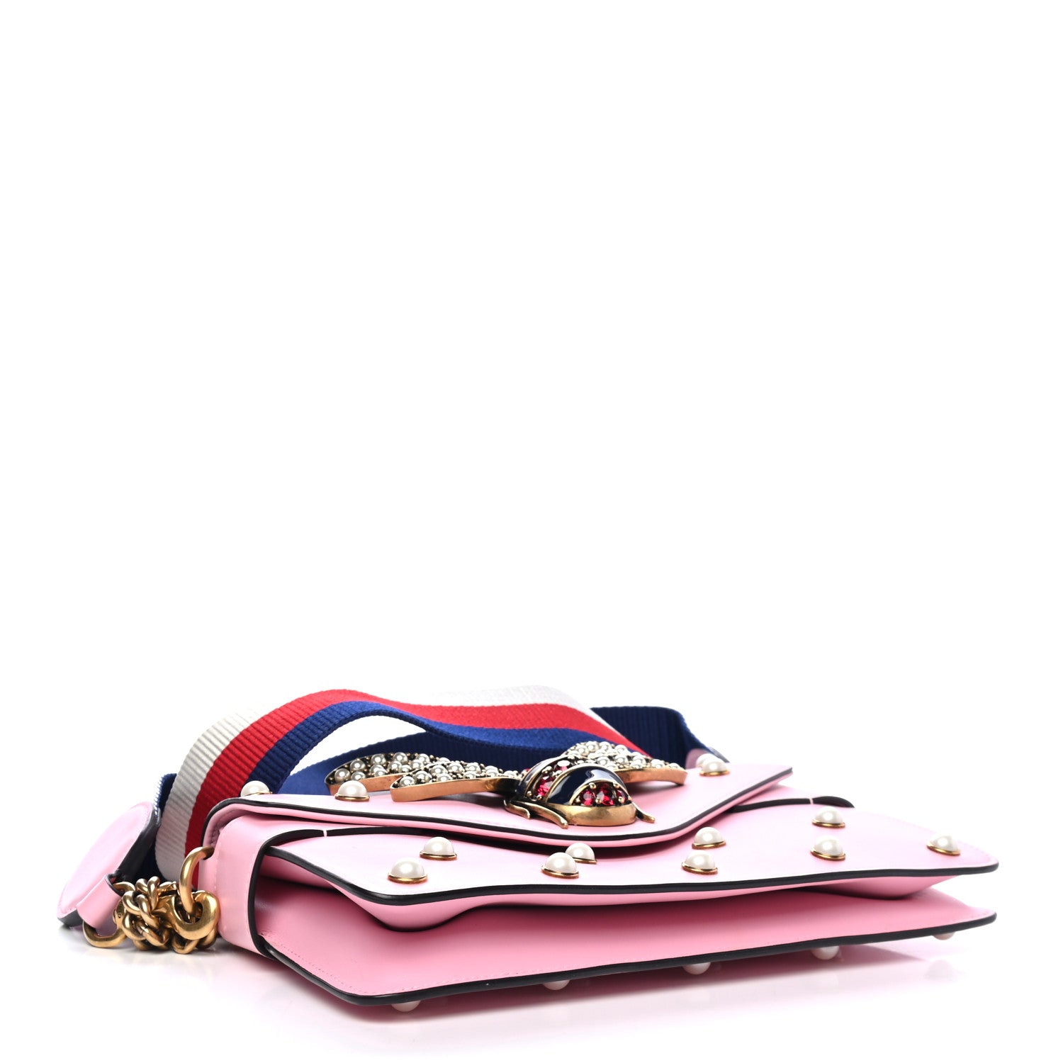 Gucci Nappa Pearl Studded Mini Queen Margaret Broadway Shoulder Bag Sugar Pink 3 of 4
