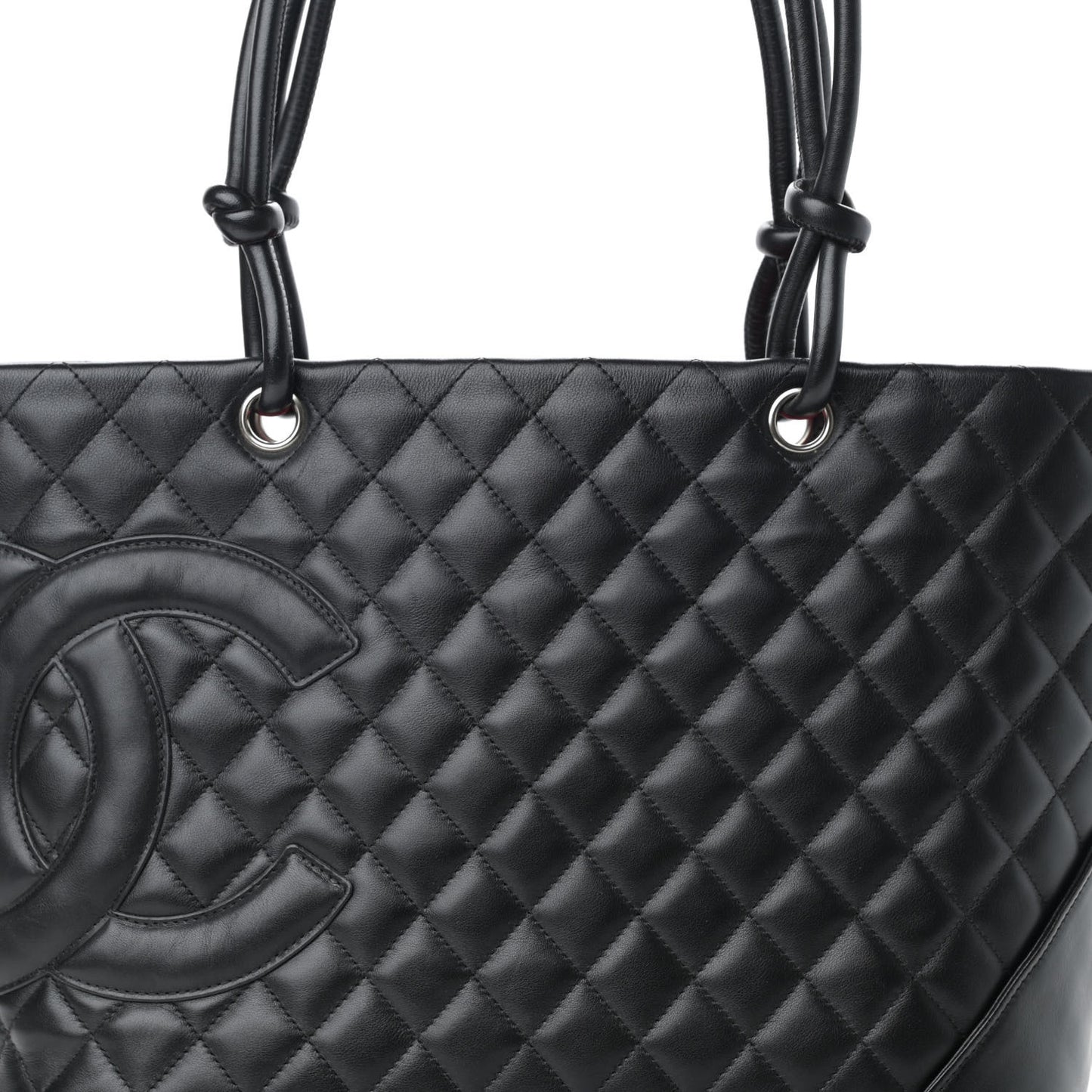 Calfskin Quilted Large Cambon Tote Black