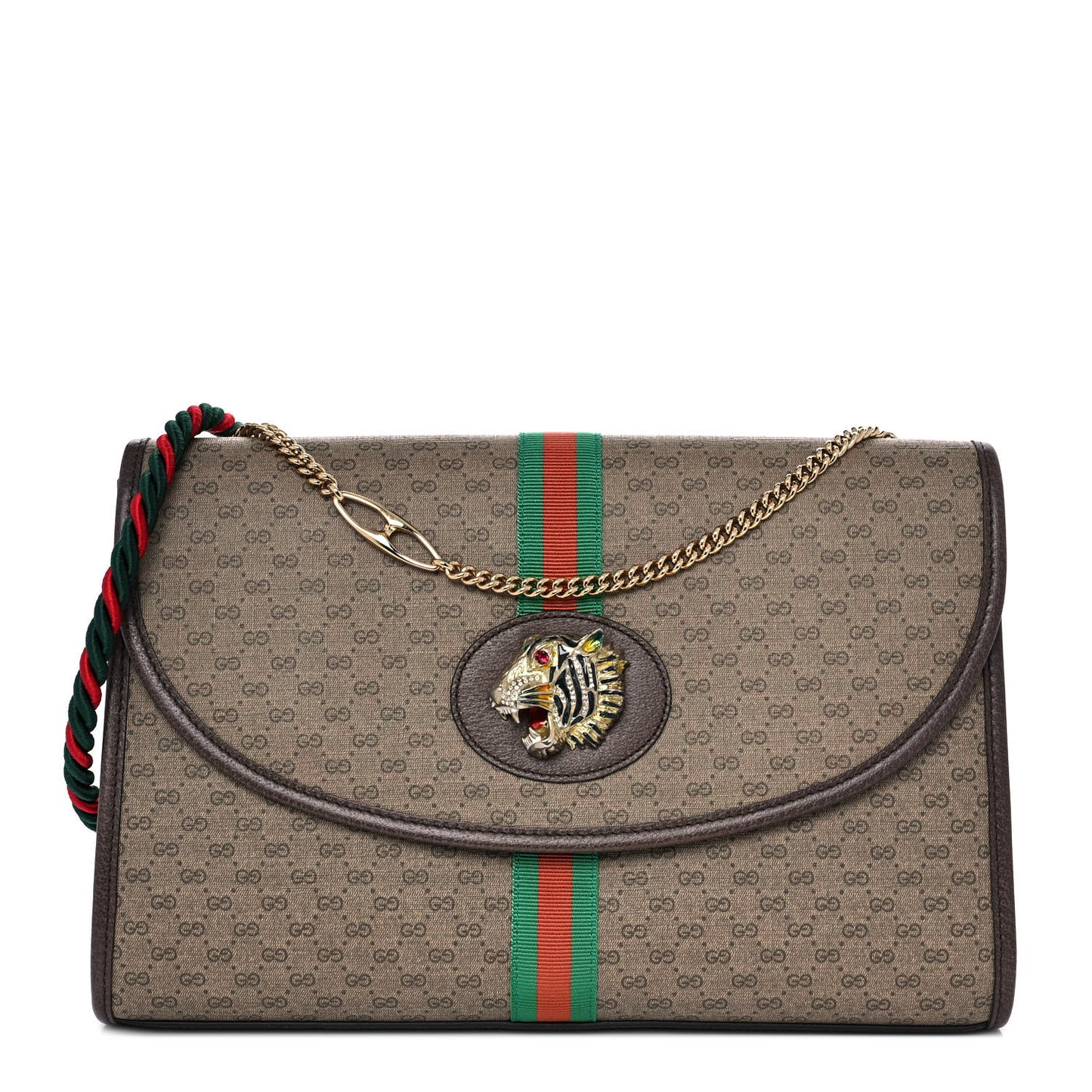Mini Vintage GG Supreme Monogram Web Medium Rajah Slim Flap Shoulder Bag Beige New Acero